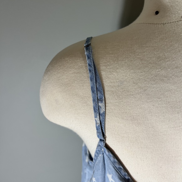 Splendid Size Large Americana Denim Star Patriotic V Neck Slip Dress POSH38 - Picture 15 of 15